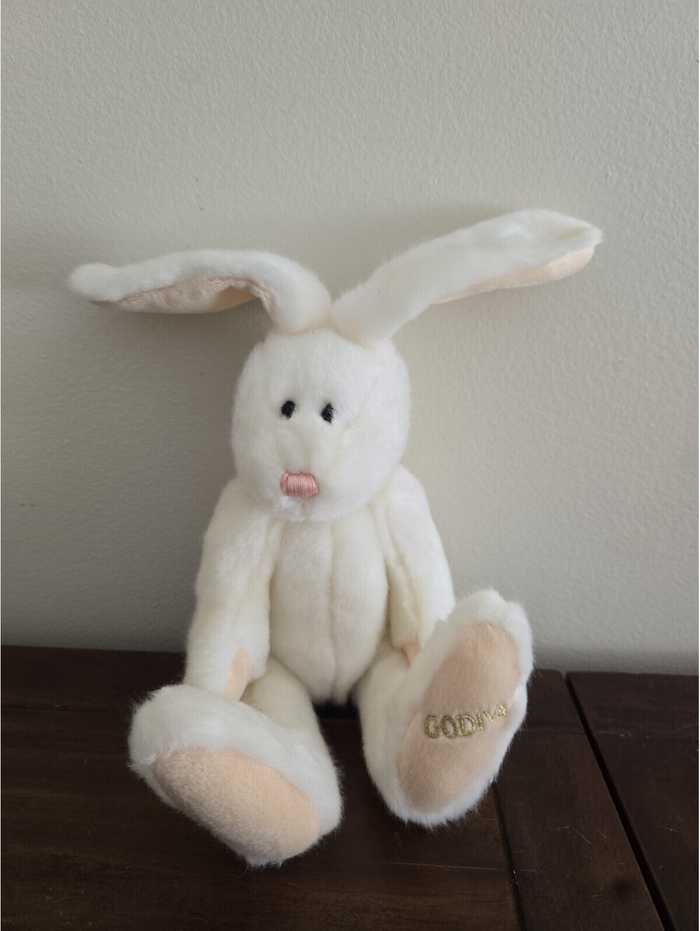 Godiva White Easter Bunny Rabbit Ears Plush Stuffed Animal 8"